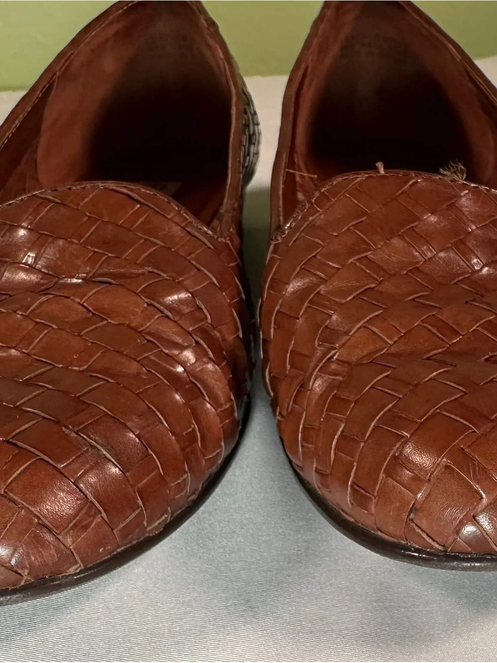 Etienne Aigner Woven Leather Flats - Rust
